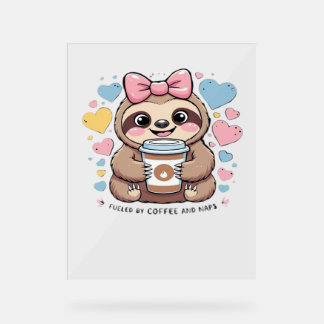 Niedliches Sloth Coffee Lover Shirt - Von Co gespe Acrylschild