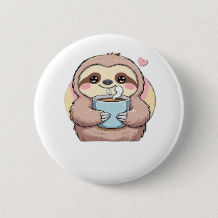 Niedliches Sloth Coffee Lover Shirt - Von Co gespe Button