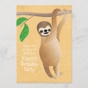 Niedliches Sloth-Geburtstags-Party hängen heraus Einladung