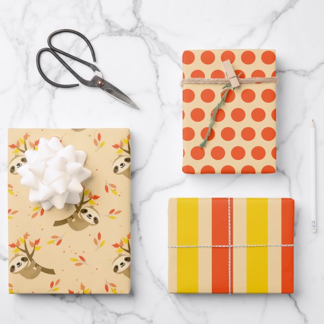 Niedliches Sloth in Tree Wrapping Paper Set Geschenkpapier Set (Vorderseite)