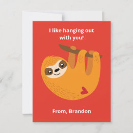 Niedliches Sloth Kids Valentinstag Mitteilungskarte