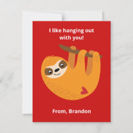 Niedliches Sloth Kids Valentinstag Mitteilungskarte