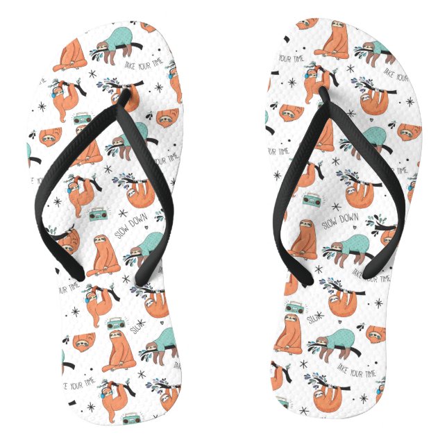Niedliches Sloth-Muster Flip Flops (Fußbett)