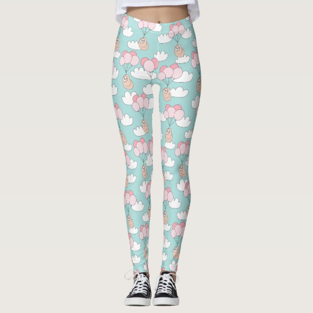 Niedliches Sloth-Muster Leggings (Vorderseite)
