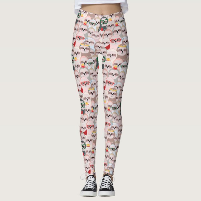 Niedliches Sloth-Muster Leggings (Vorderseite)