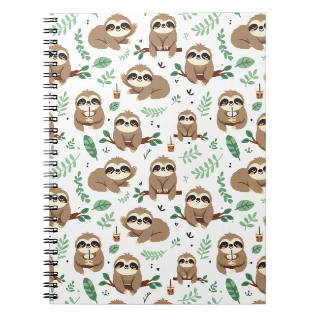 Niedliches Sloth-Muster Notizblock (Vorderseite)