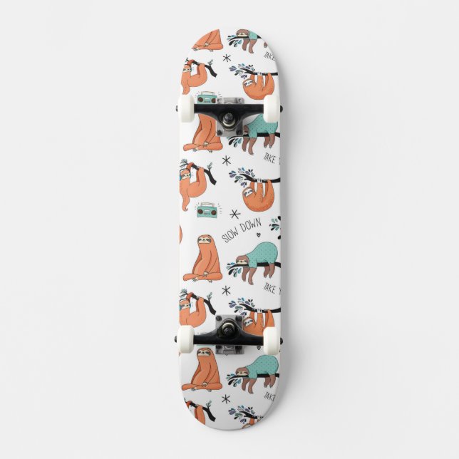 Niedliches Sloth-Muster Skateboard (Vorderseite)