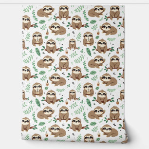 Niedliches Sloth-Muster Tapete