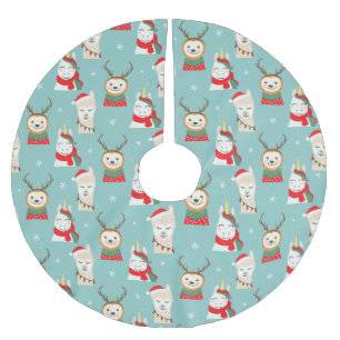Niedliches Sloth Pattern Polyester Tree Skirt Polyester Weihnachtsbaumdecke