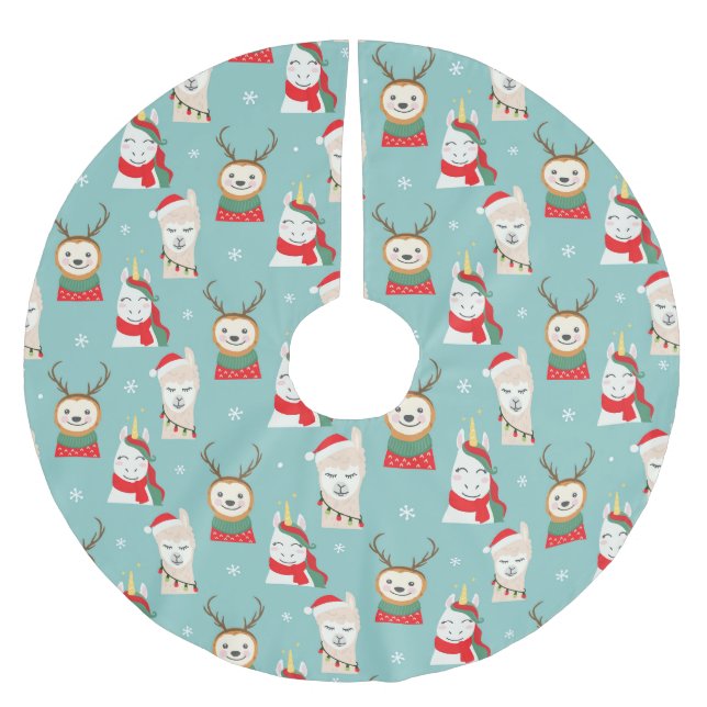 Niedliches Sloth Pattern Polyester Tree Skirt Weihnachtsbaumdecke (Vorderseite)
