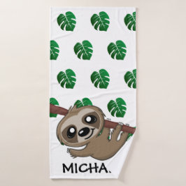Niedliches Sloth Safari Cartoon Dschungelnacht Mus Badhandtuch Set