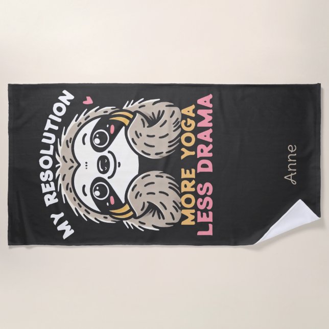 Niedliches Sloth Yoga Beach Handtuch - Mehr Yoga W (Vorderseite)