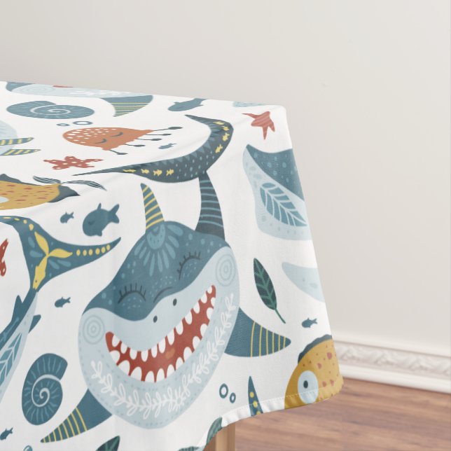 Niedliches Smile Shark Thema Kinder Party Dekorati Tischdecke (Beispiel)