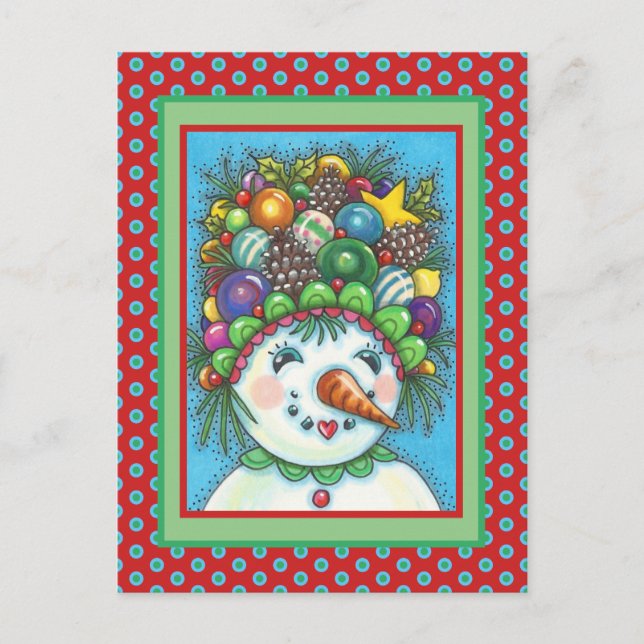 NIEDLICHES SNOWGIRN IN DER CHRISTMAS PARTY HAT, FA POSTKARTE (Vorderseite)