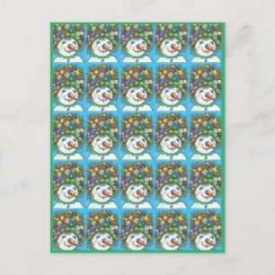 NIEDLICHES SNOWGIRN IN DER CHRISTMAS PARTY HAT, FA POSTKARTE