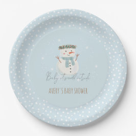 Niedliches Snowman Baby Es ist kalte Außendusche Pappteller