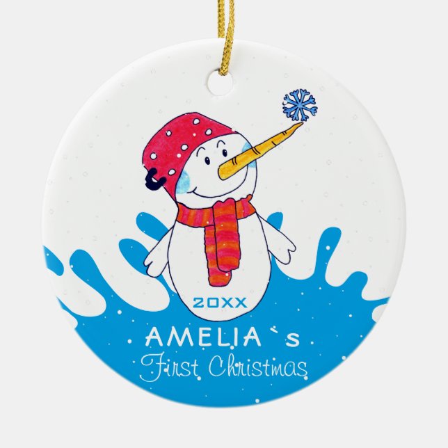 Niedliches Snowman Baby Keramik Ornament (Vorne)