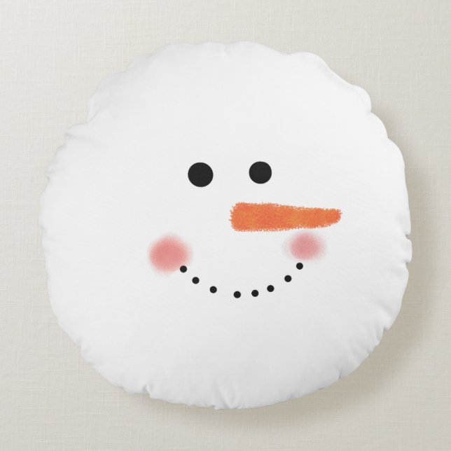 Niedliches Snowman-Gesichtrundes Throw-Kissen Rundes Kissen (Vorderseite)