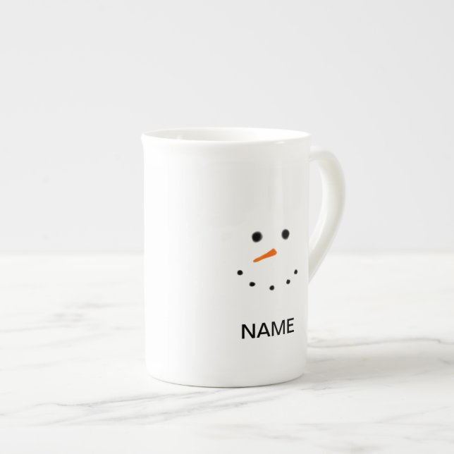 Niedliches Snowman-Gesichts-personalisierte Tasse (Vorderseite Rechts)