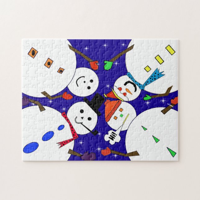 Niedliches Snowman Weihnachts-Winterpuzzle (Horizontal)