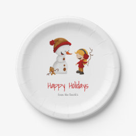 Niedliches Snowman Winter Holidays Party Pappteller