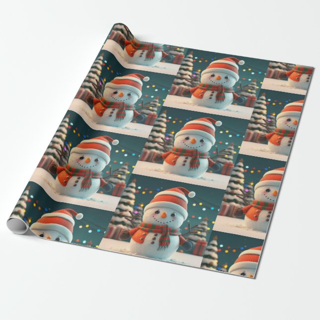 NIEDLICHES SNOWMAN WRAPPING PAPIER GESCHENKPAPIER (Ungerollt)