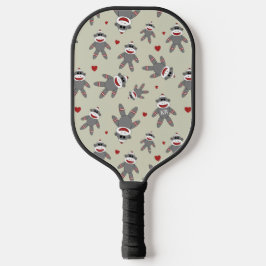 Niedliches Socketmuster mit Herz auf Tan Pickleball Schläger
