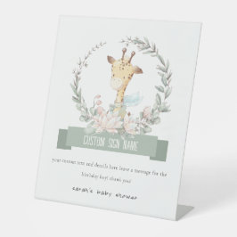 Niedliches Soft Giraffe Floral Baby Dusche Maßgesc Sockelschild