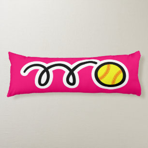 Niedliches Softball Cartoon individuelle Name Kind Seitenschläferkissen