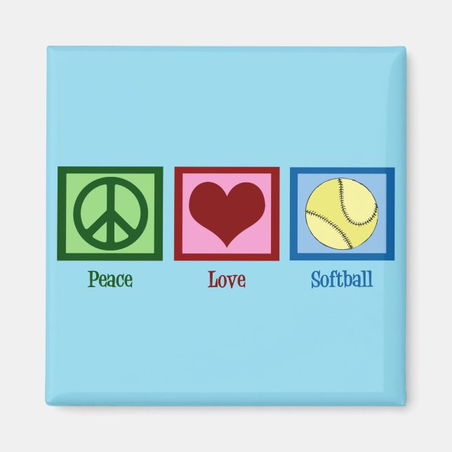 Niedliches Softball (Peace Liebe) Magnet (Vorne)