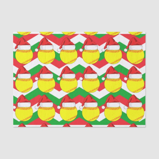 Niedliches Softball Weihnachtsmannmütze Weihnachts Seidenpapier (Vorderseite)