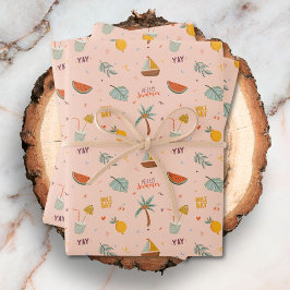 Niedliches Sommerästhetisches Muster Geschenkpapier Set
