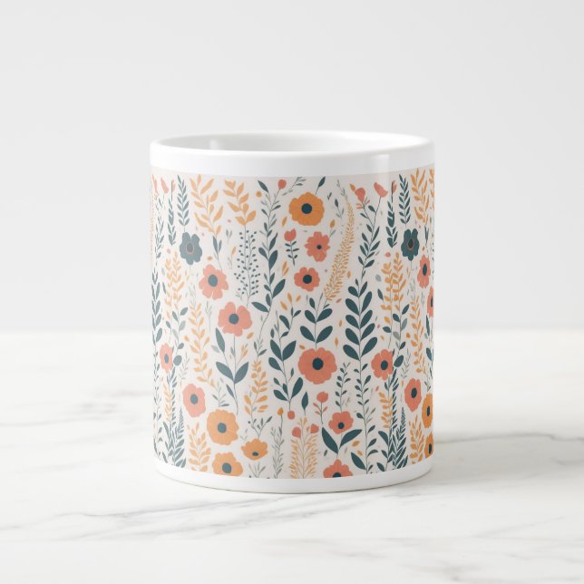 Niedliches Sommerblumenmuster - Helle Farben Jumbo-Tasse (Vorderseite)