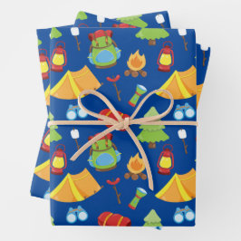 Niedliches Sommercampingmuster Geschenkpapier Set