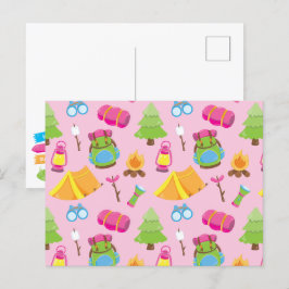 Niedliches Sommercampingmuster Postkarte