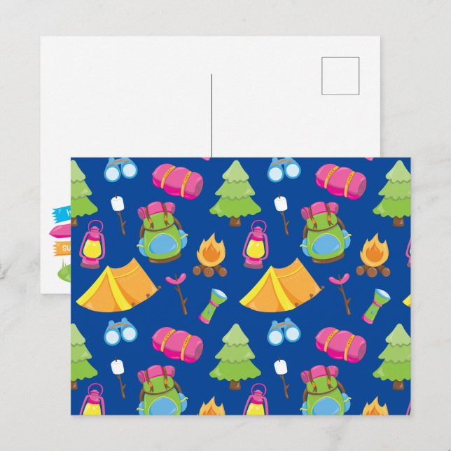 Niedliches Sommercampingmuster Postkarte (Vorne/Hinten)