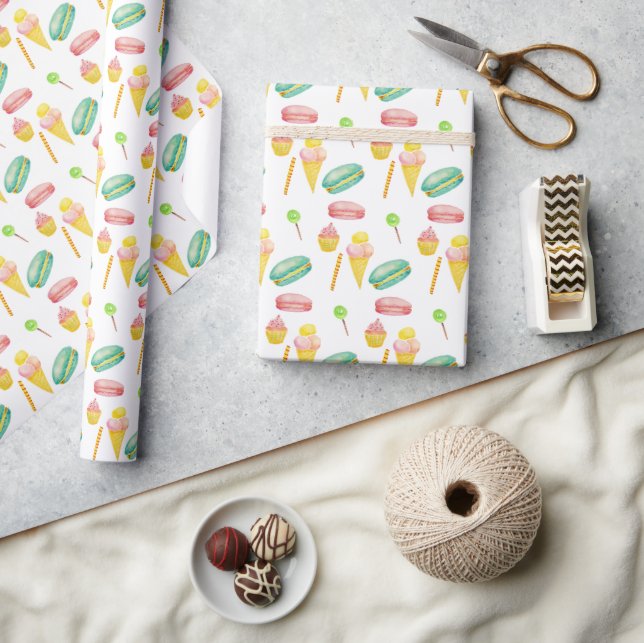 Niedliches Sommerkleidung Eis Creme Geschenkpapier (Kunsthandwerk)