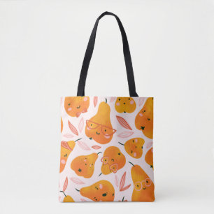 Niedliches Sommernahtloses Muster mit Orangenbirne Tasche