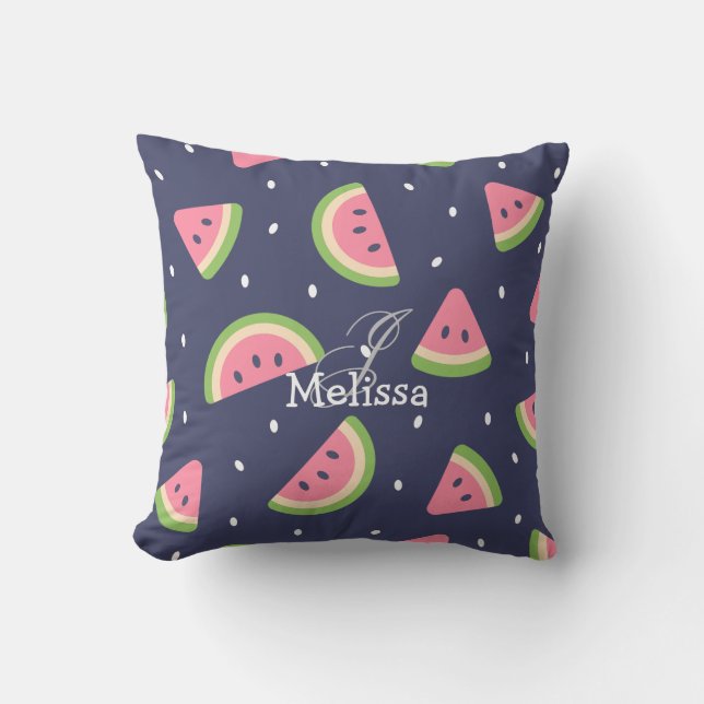 Niedliches Sommerrosa Wassermelone Fruchtmuster Kissen (Vorderseite)