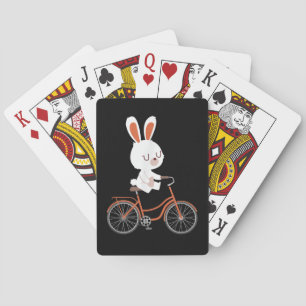 Niedliches Sonnenbad auf dem Bike Kaninchen Radfah Spielkarten