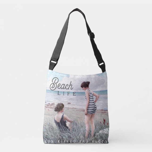 Niedliches Sonnenbad und Salty Beach Life Tragetaschen Mit Langen Trägern (Vorderseite)