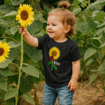 Niedliches Sonnenblumen-Baby (Name hinzufügen) Fin