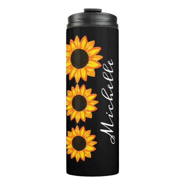 Niedliches Sonnenblumenbild Personalisiert Thermosbecher (Vorderseite)