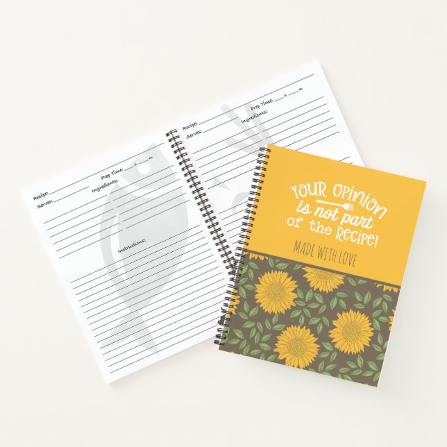 Niedliches Sonnenblumenmuster Koch Rezept Notizbuch (Innenseite)