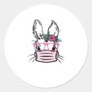 Niedliches Sonnengesicht mit Gesichtsmaske-Brille- Runder Aufkleber