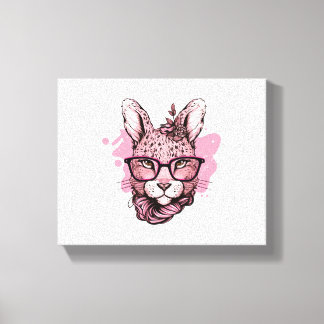 Niedliches Sonnengesicht Pink Brille Blumenleopard Leinwanddruck