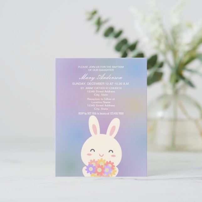 Niedliches Sonnenlicht und Blume Kinderweihnahrung Einladung (Stehend Vorderseite)
