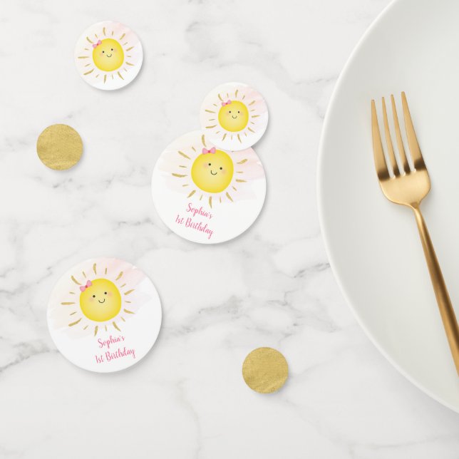 Niedliches Sonnenschein Rosa und Gold zum Geburtst Konfetti (Gruppe)
