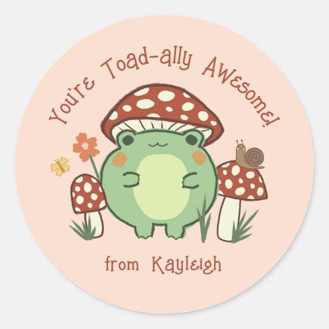 Niedliches sonniges toad-Phantastisches Klassenzim Runder Aufkleber (Vorderseite)
