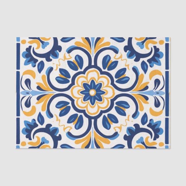 Niedliches spanisches Fliesenmuster Seidenpapier (Vorderseite)